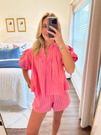 Lyra Stripe Shorts- Pink/Orange