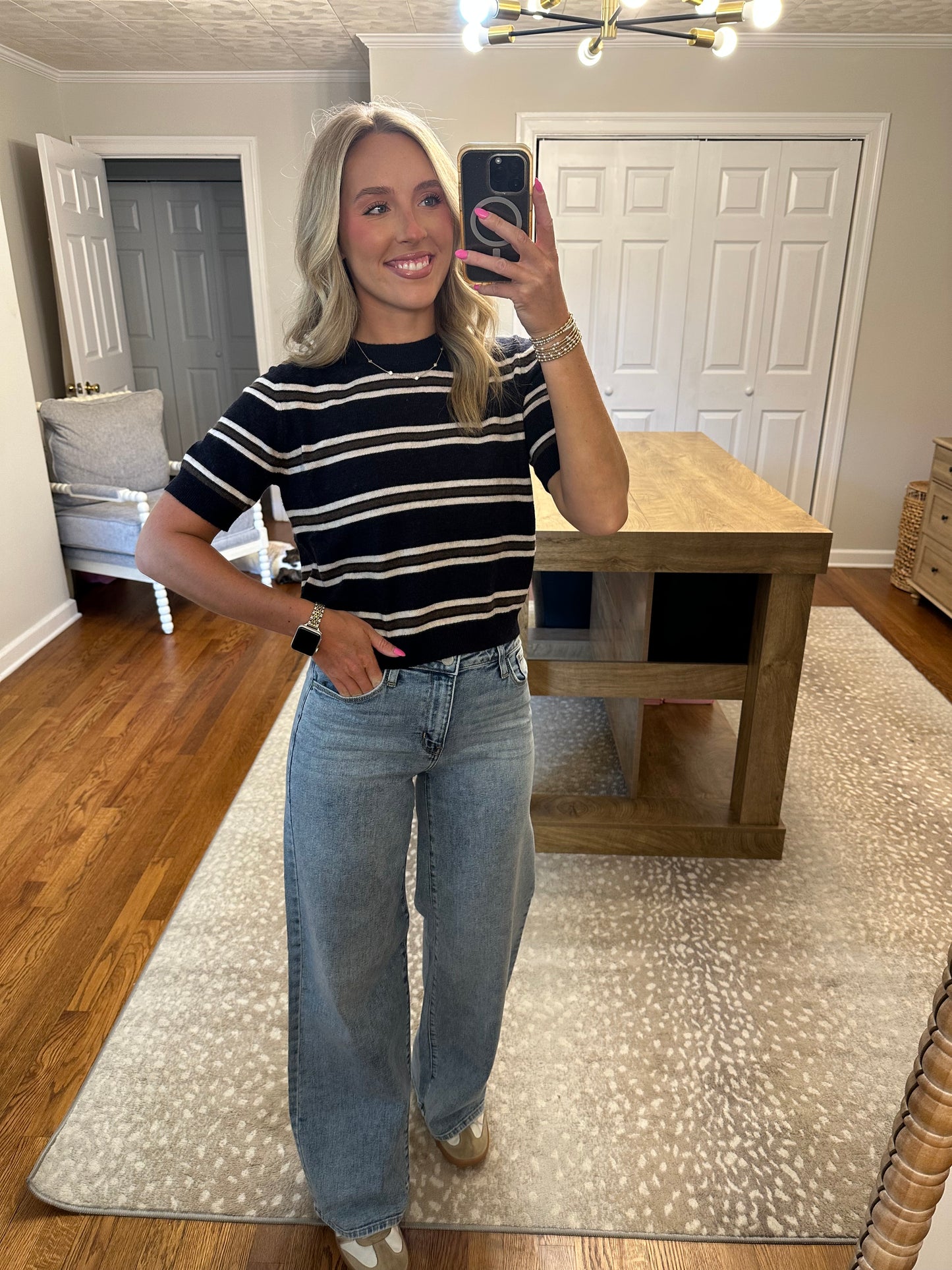 Patricia Striped Sweater- Navy