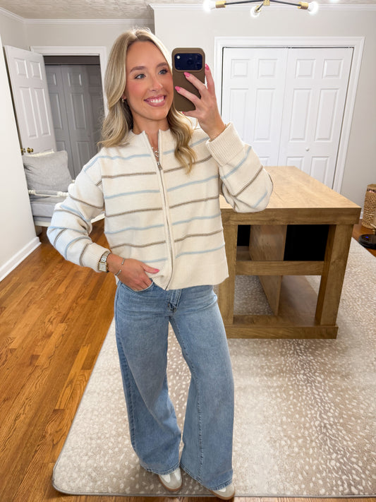Alaya Stripe Jacket- Cream