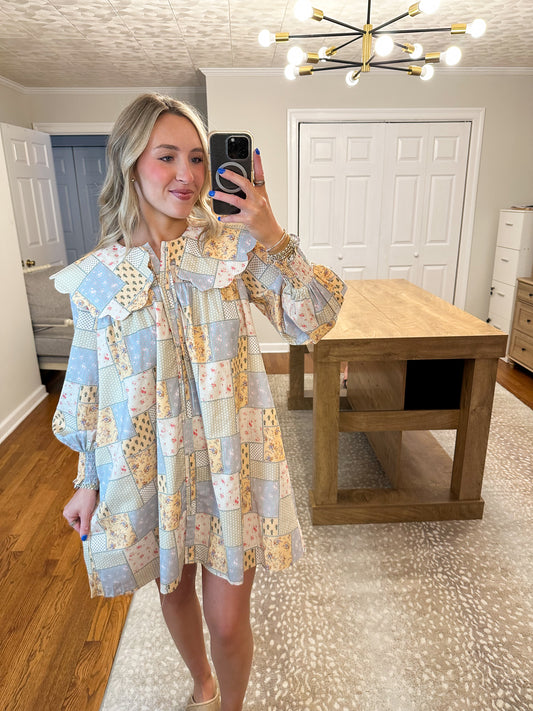 Tile Print Mini Dress- Multi