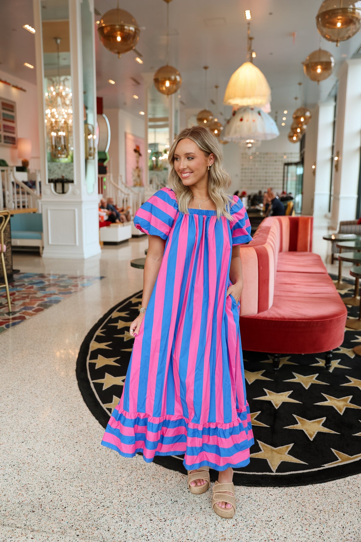 Sweet Stripes Maxi- Pink/Blue