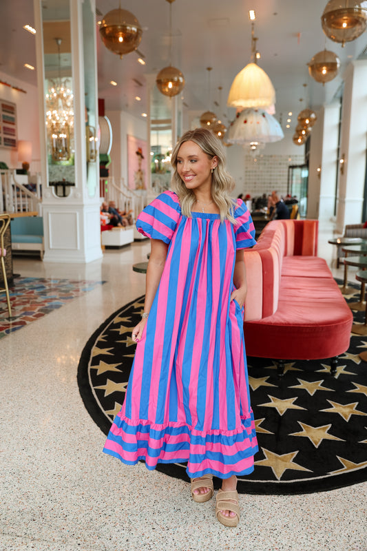 Sweet Stripes Maxi- Pink/Blue