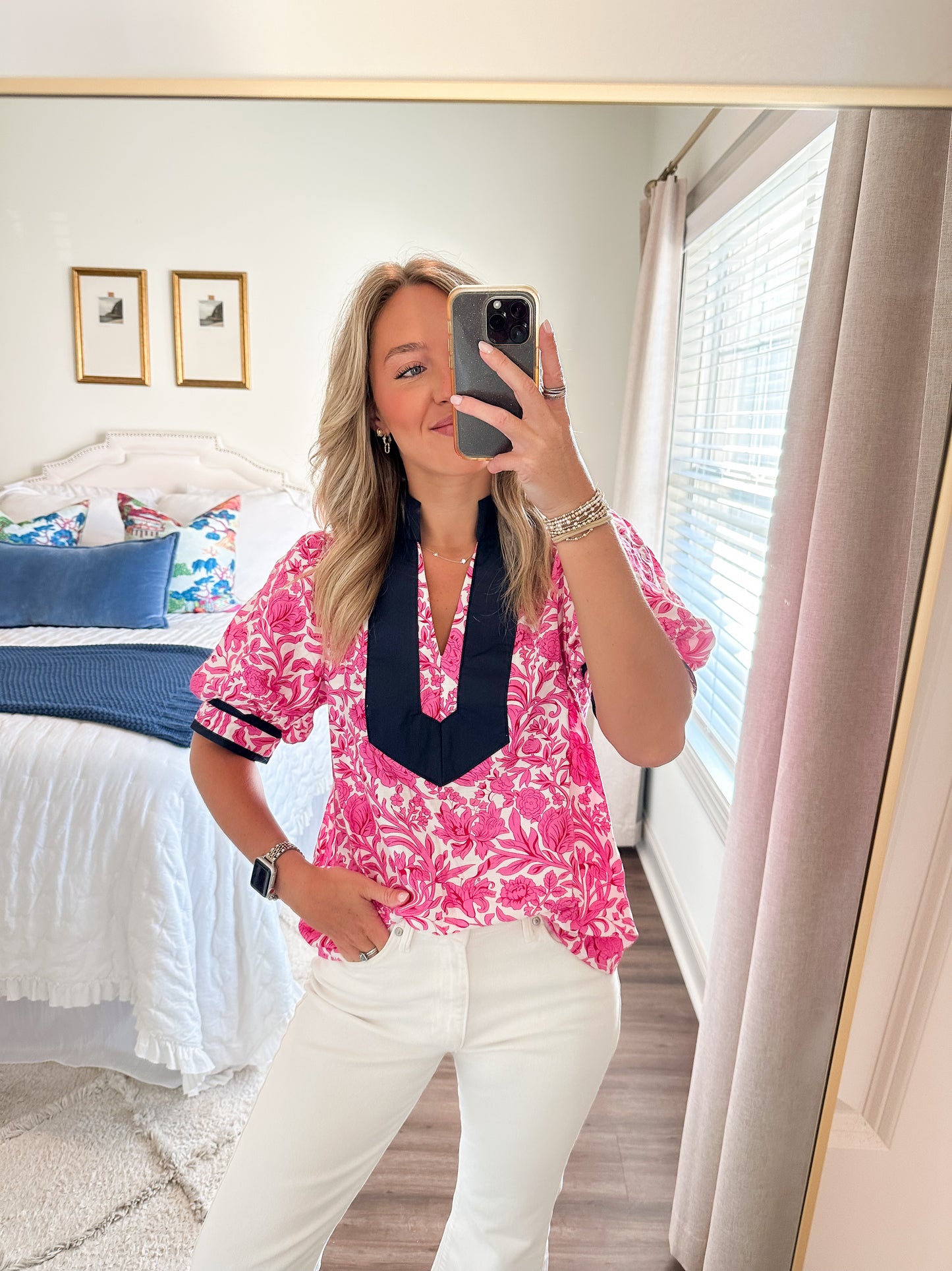 Posey Top- Pink/Navy