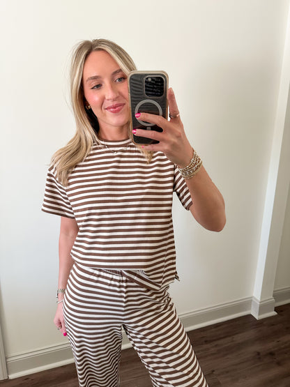 Easy Days Stripe Top- Brown