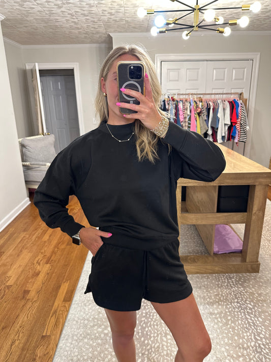Scuba Pullover & Shorts Set- Black