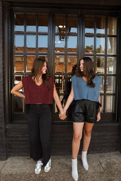 Scalloped Knit Vest- Midnight Blue