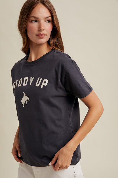 Giddy Up T-Shirt- Charcoal