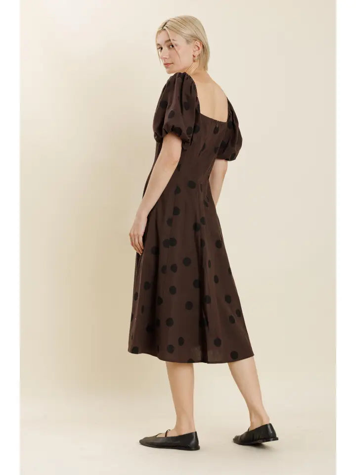 Louisa Midi Dress- Brown/Black