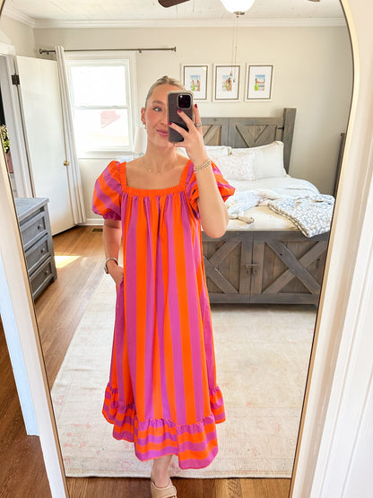 Sweet Stripes Maxi- Pink/Orange