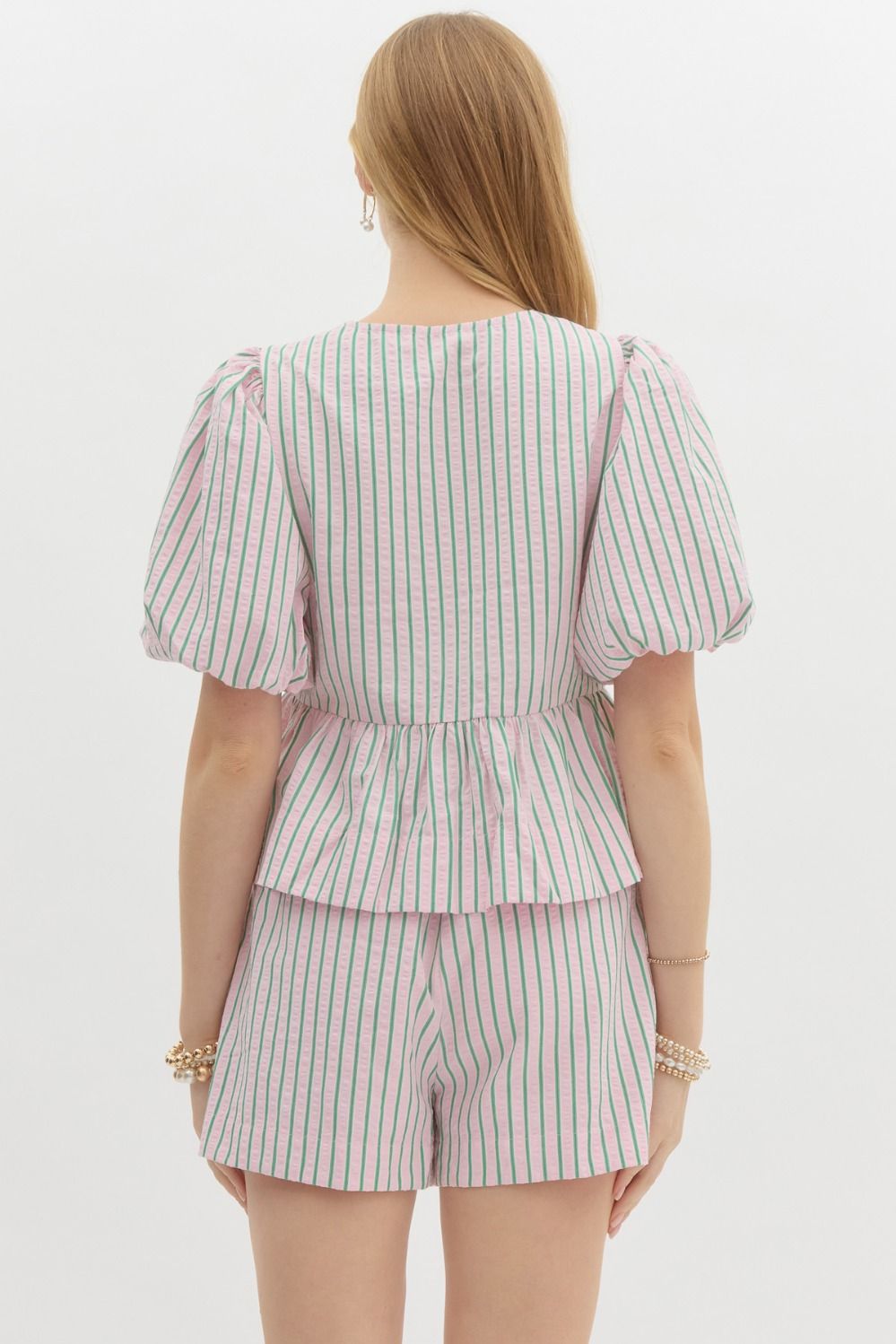 Sadie Stripe Top- Pink/Green