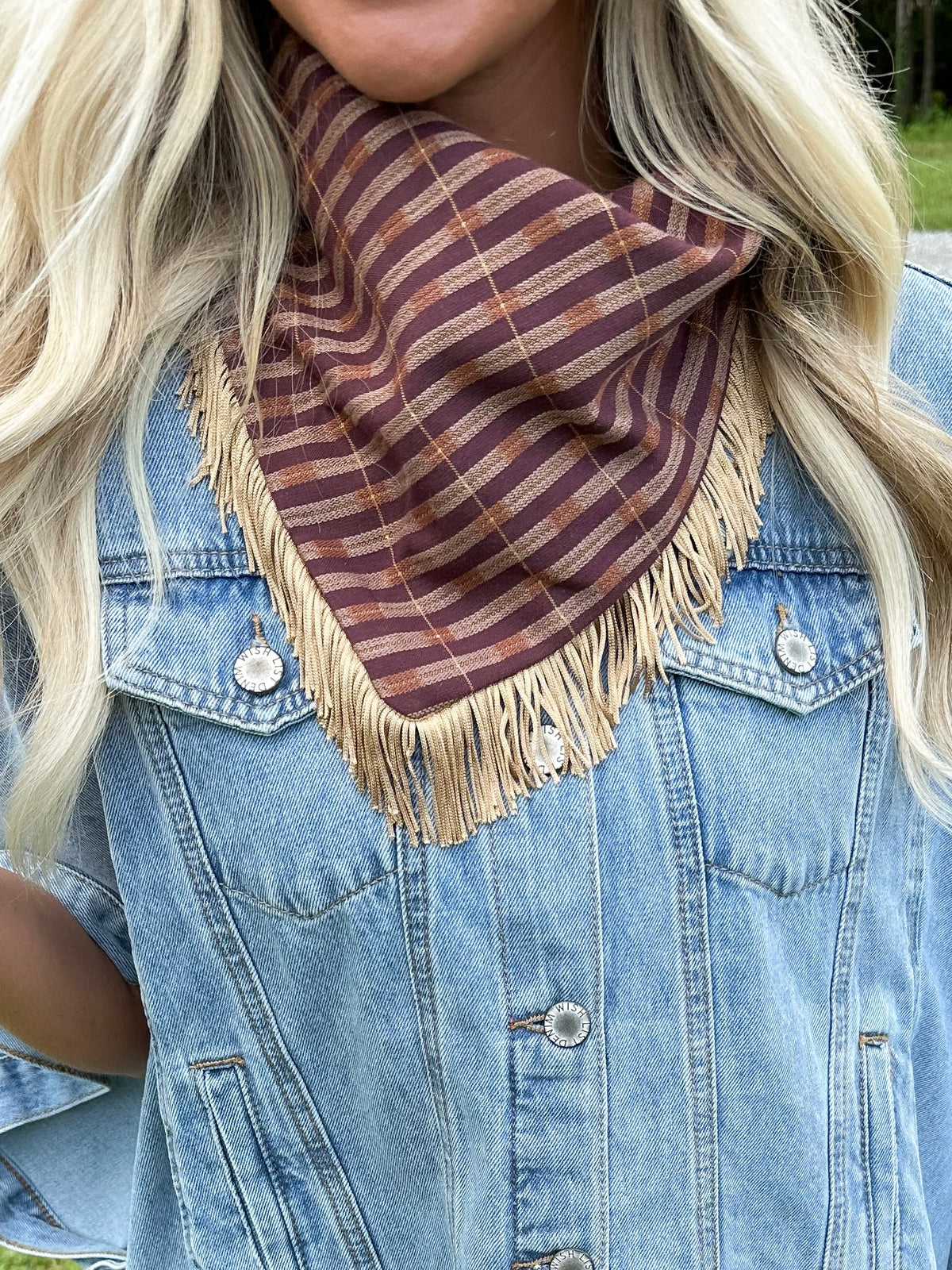 Fall Fringe Bandana- Brown
