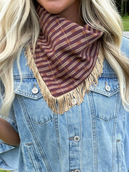 Fall Fringe Bandana- Brown