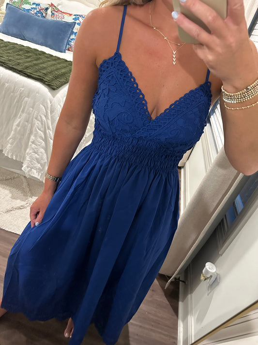 Lace Trim Maxi- Royal Blue