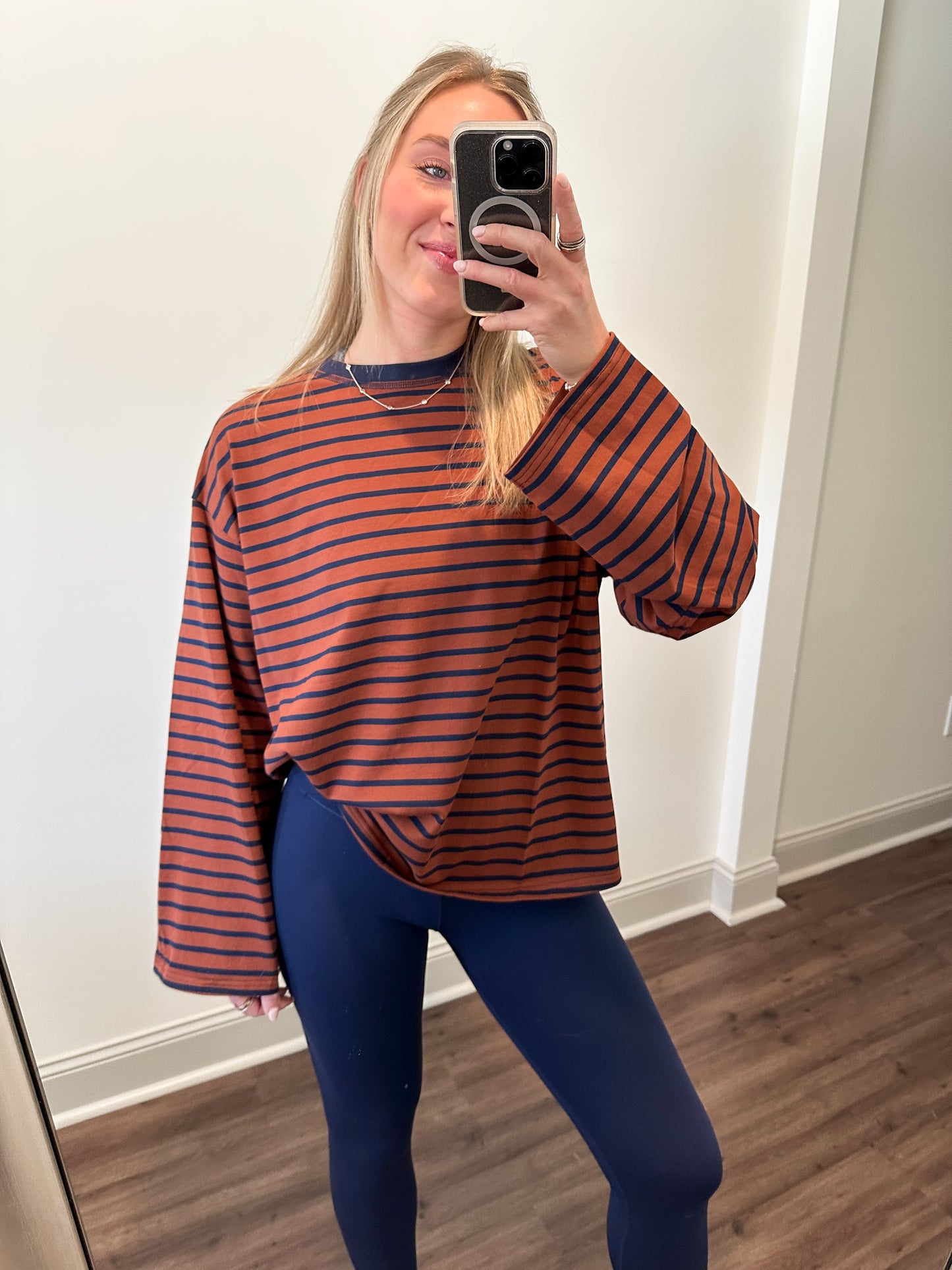 Hasley Striped Top- Brown/Navy