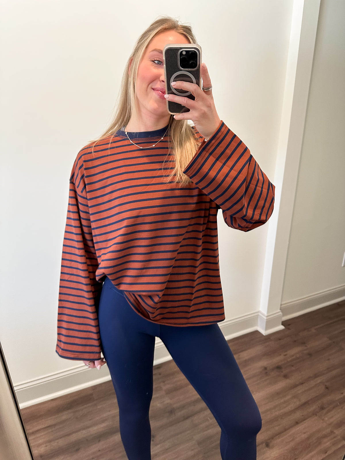 Hasley Striped Top- Brown/Navy