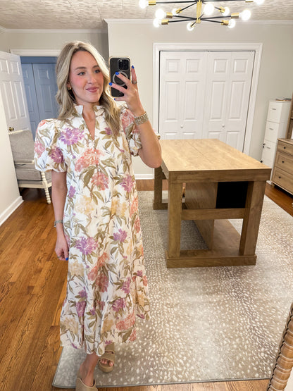The Colette Classic Midi Dress- Ecru
