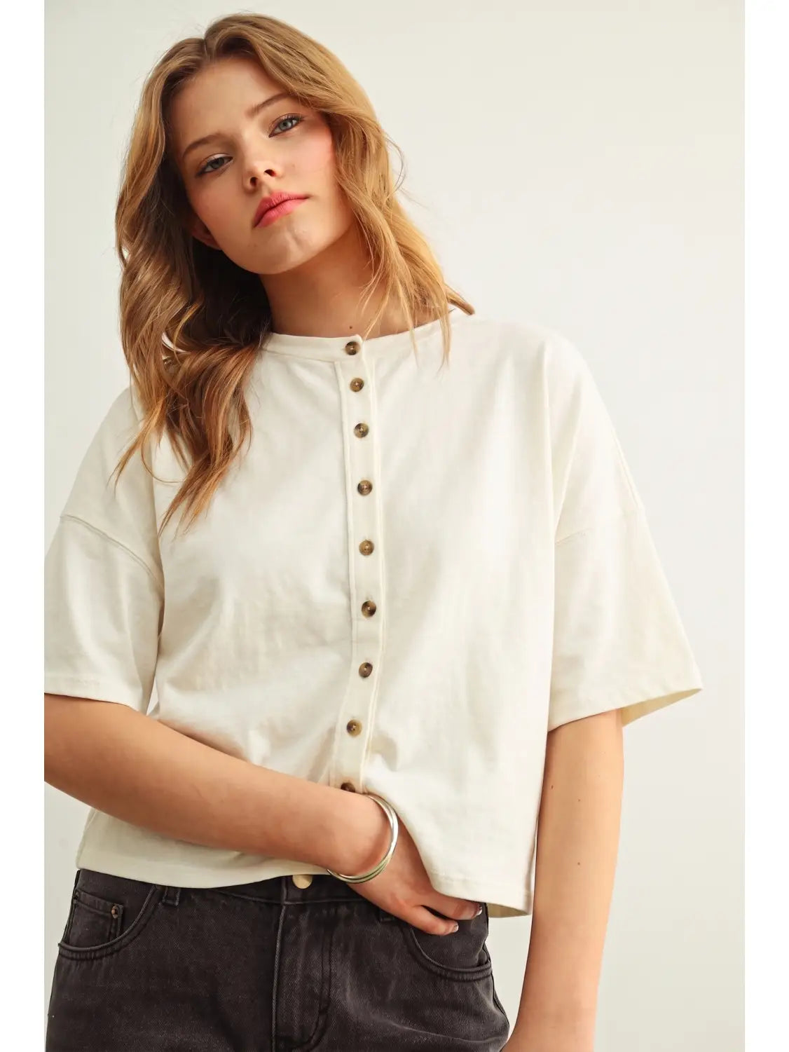 Ellen Button Top- White