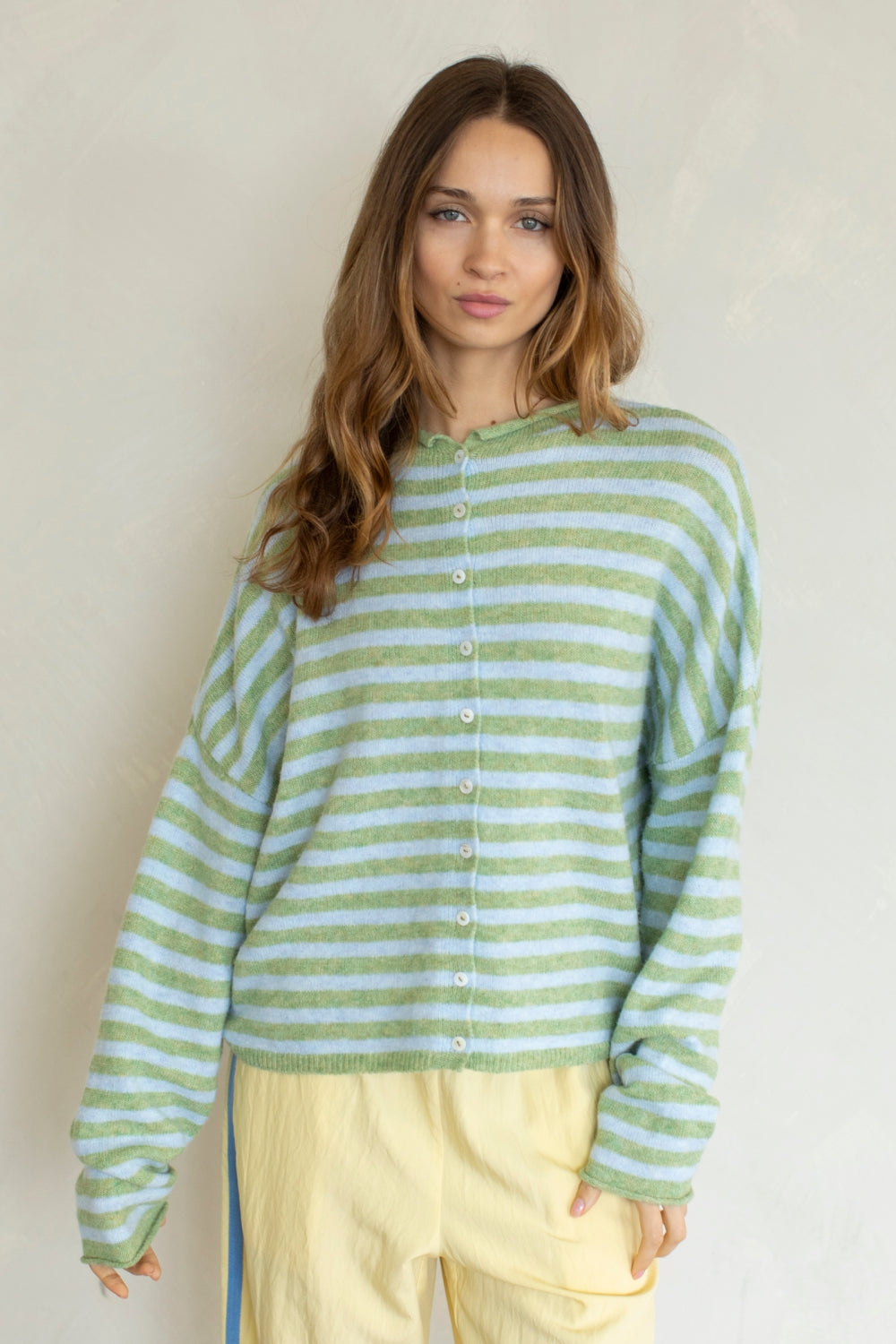Piper Cardigan Striped- Matcha