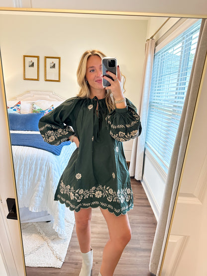Embroidered Peasant Mini