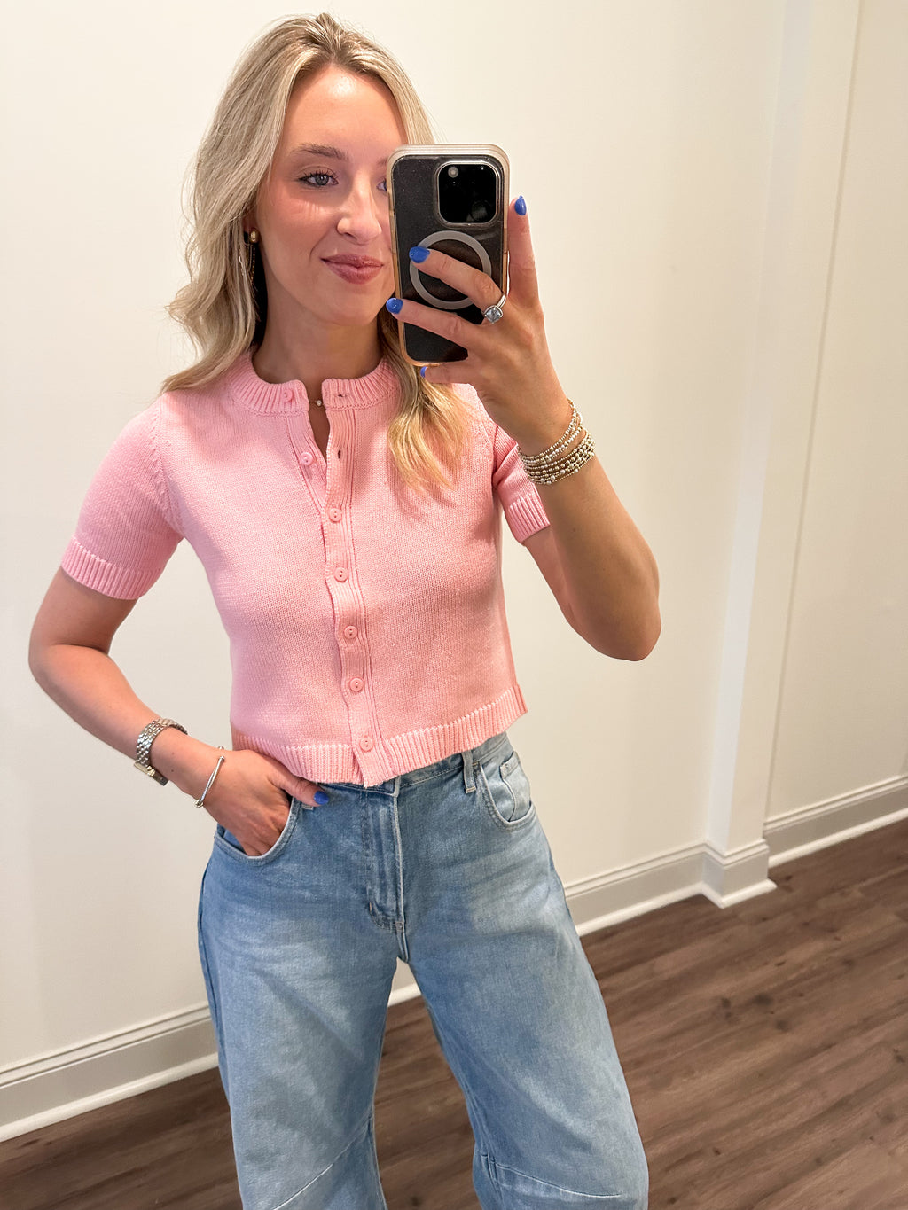 Leia Knit Top- Soft Pink