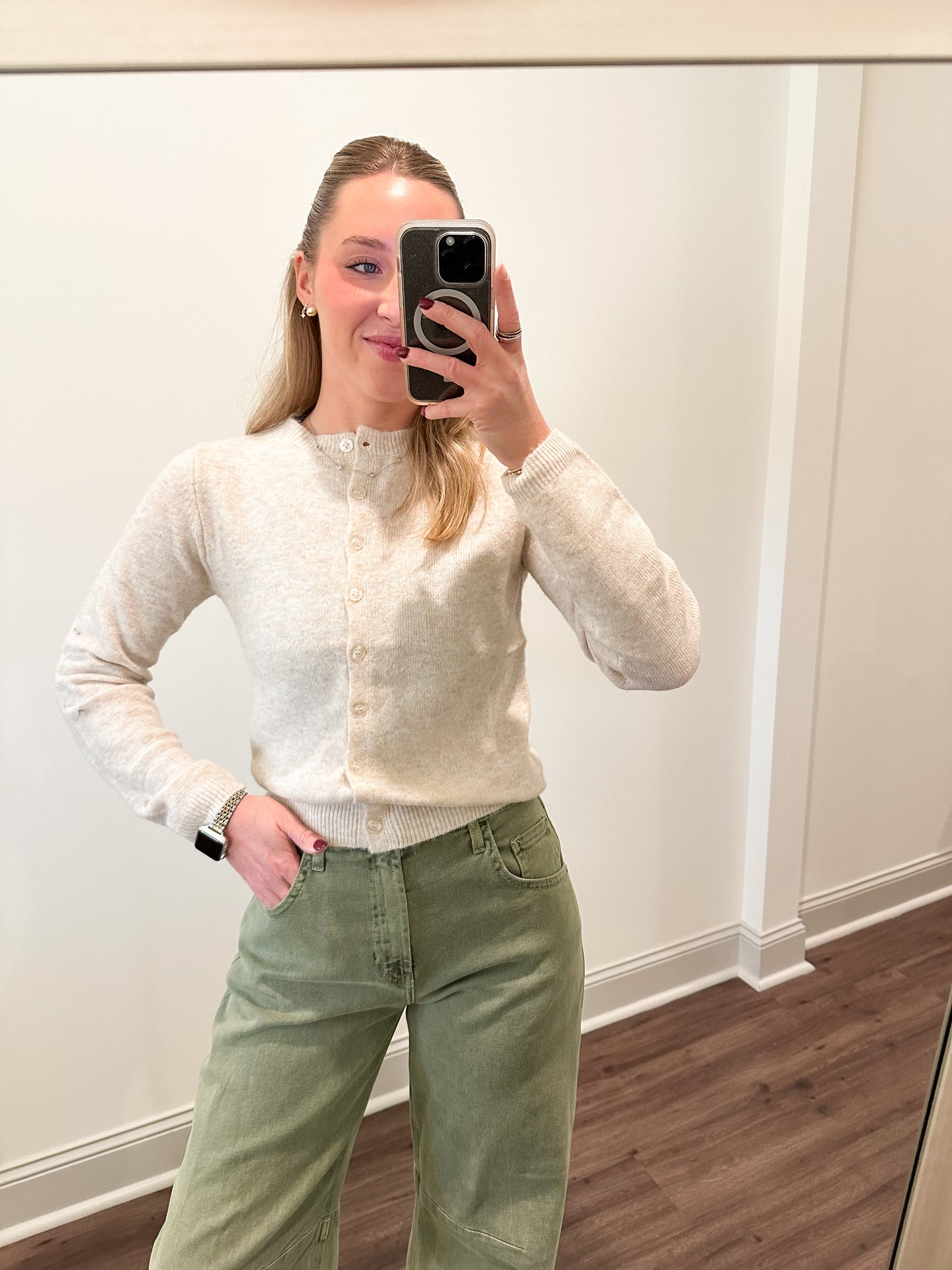 Cream Button Up Cardigan