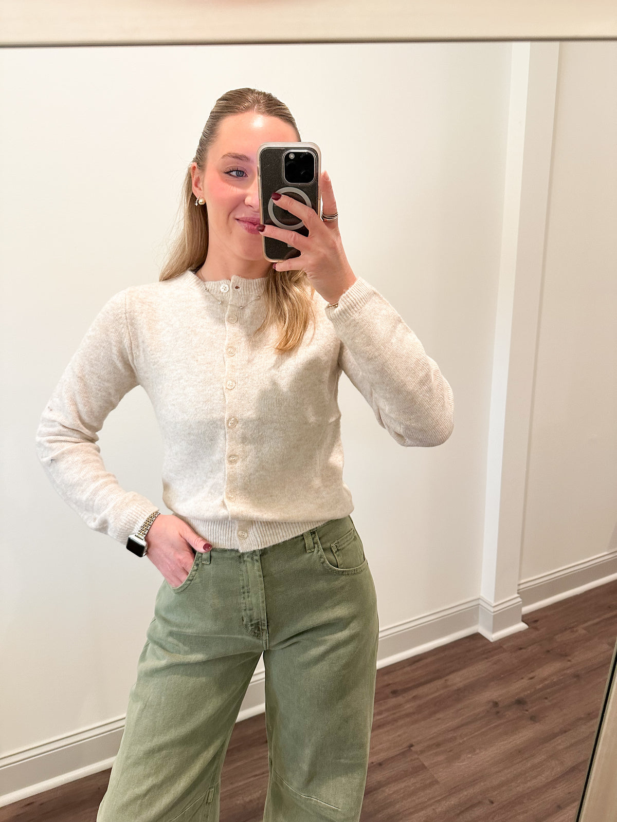 Cream Button Up Cardigan