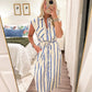 Carol Stripe Midi- Blue