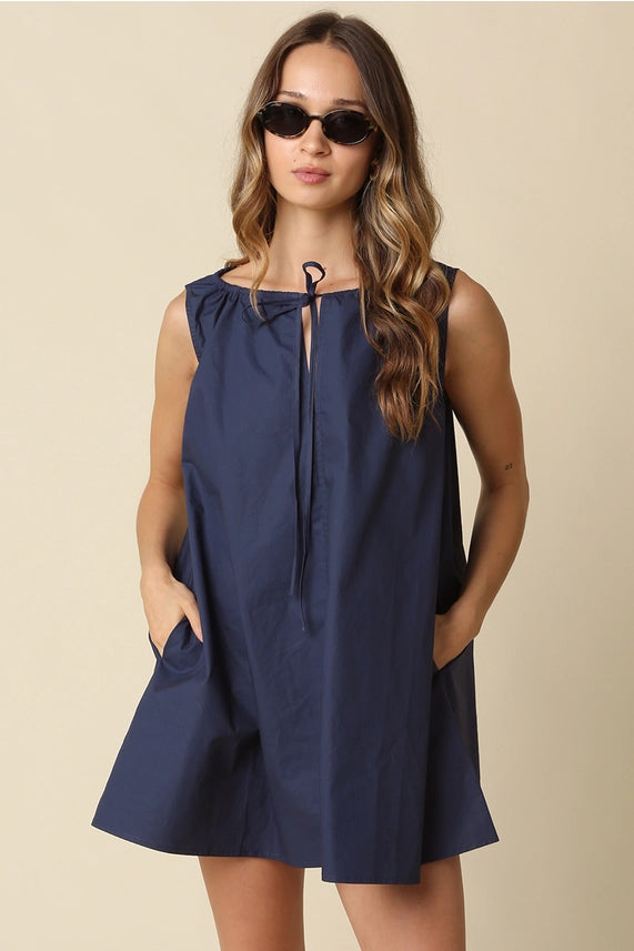 Elena Mini Dress- Navy