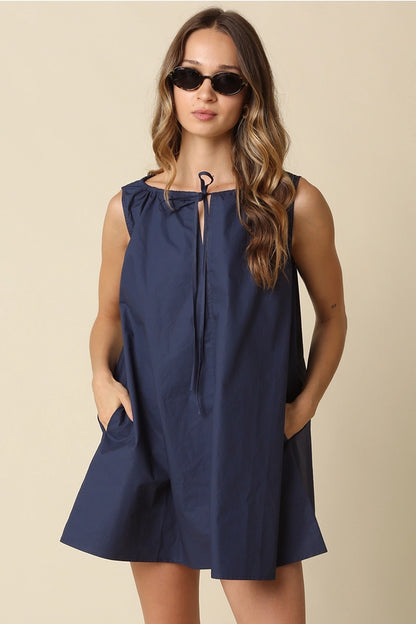 Elena Mini Dress- Navy