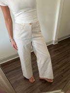 Zella Stripe Pants- Taupe/White