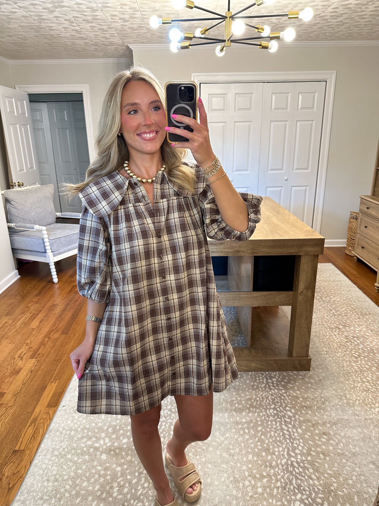 Camden Dress- Brown Plaid