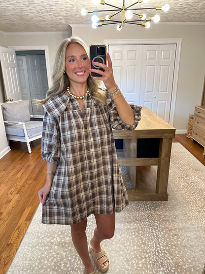 Camden Dress- Brown Plaid