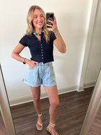 Stella Knit Top- Navy