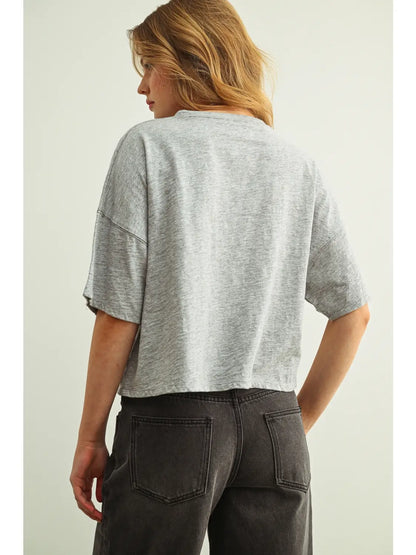 Ellen Button Top- Grey
