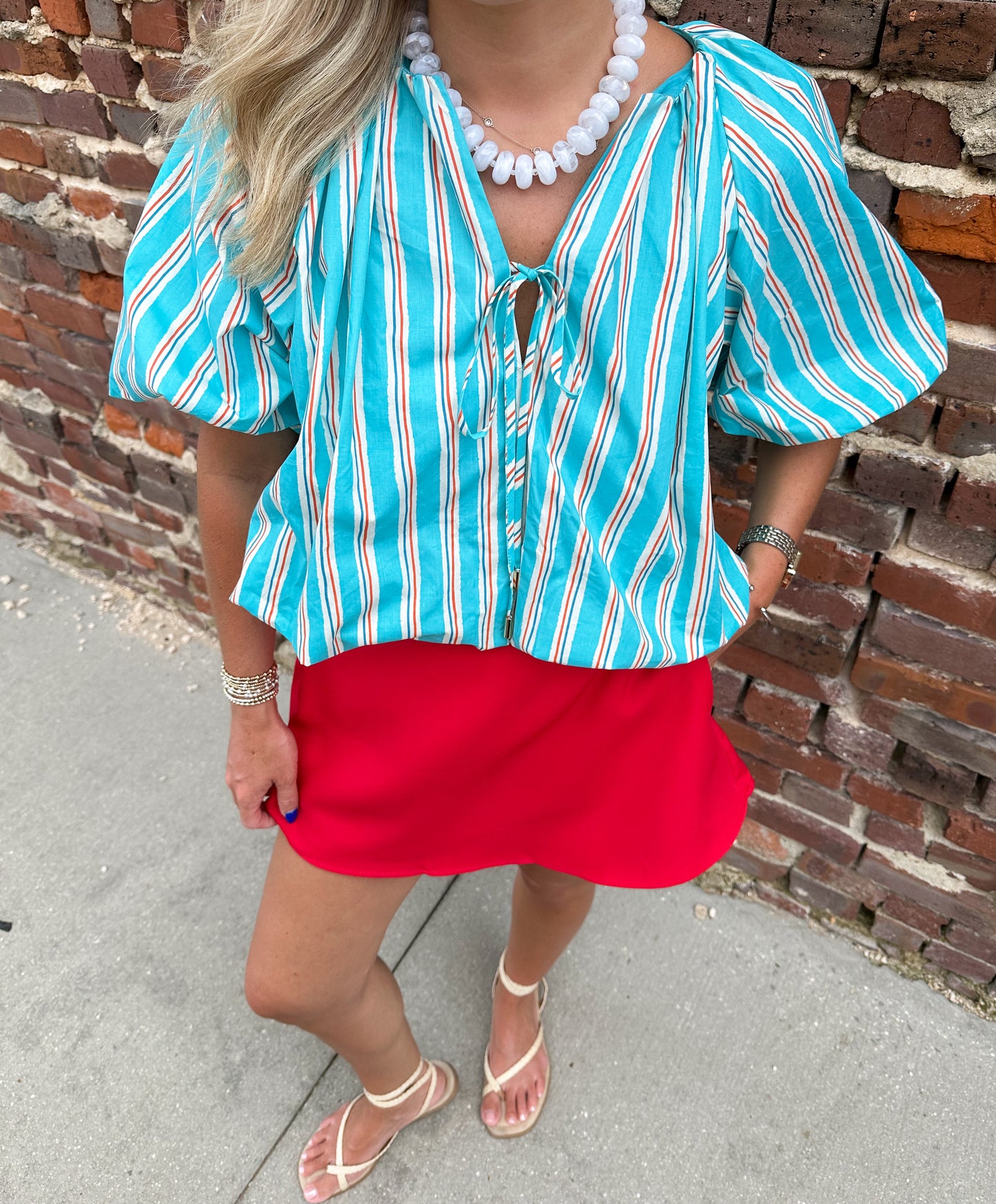 Harbor Stripe Bubble Top- Blue