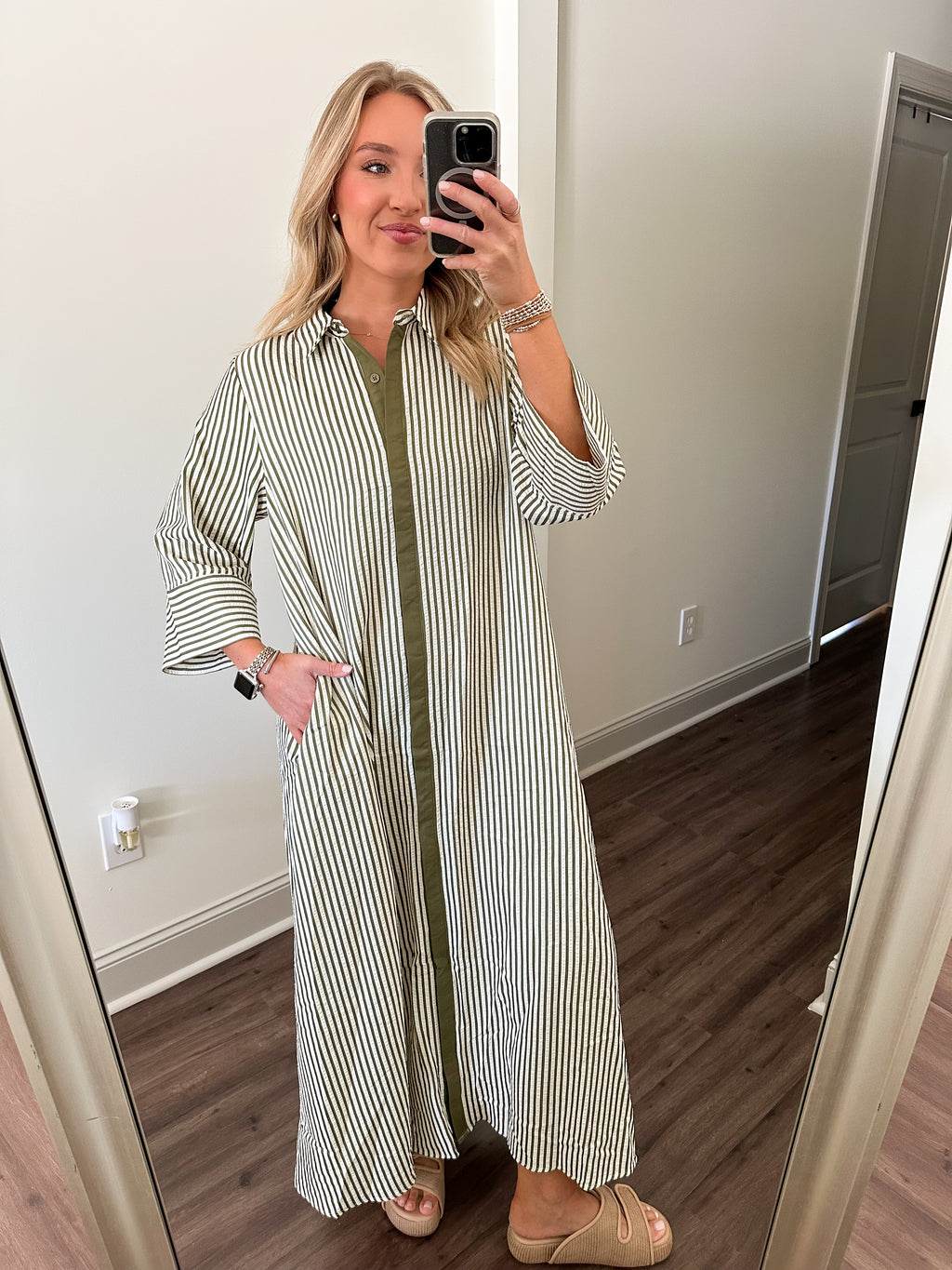Luca Maxi Dress- Olive Stripe