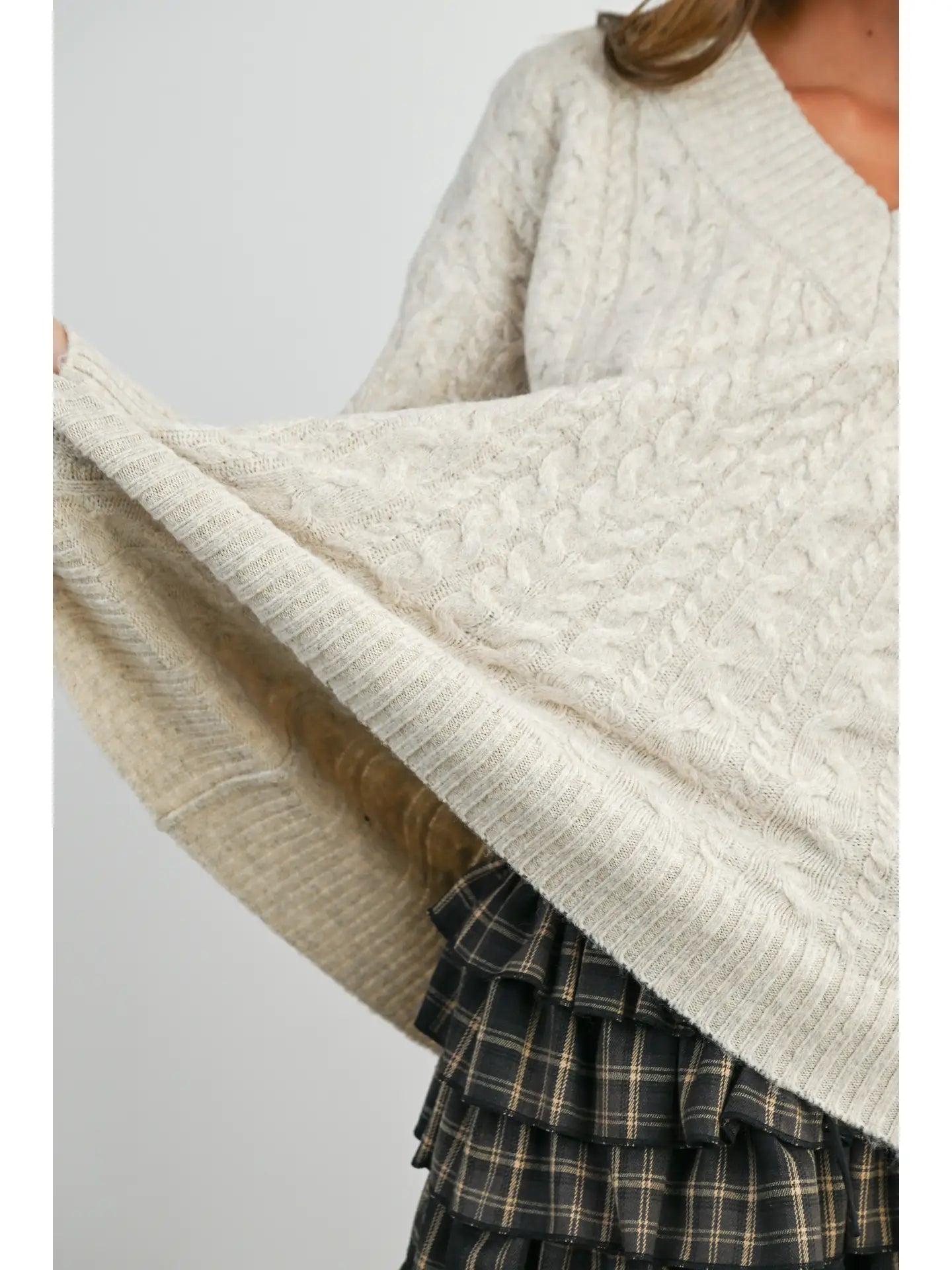 Heather Cable Knit Sweater- Oat