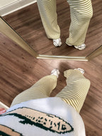 Bailey Striped Wide Leg Pants- Sage