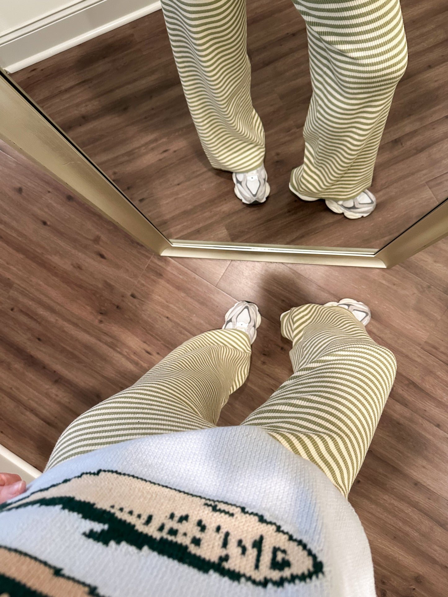 Bailey Striped Wide Leg Pants- Sage