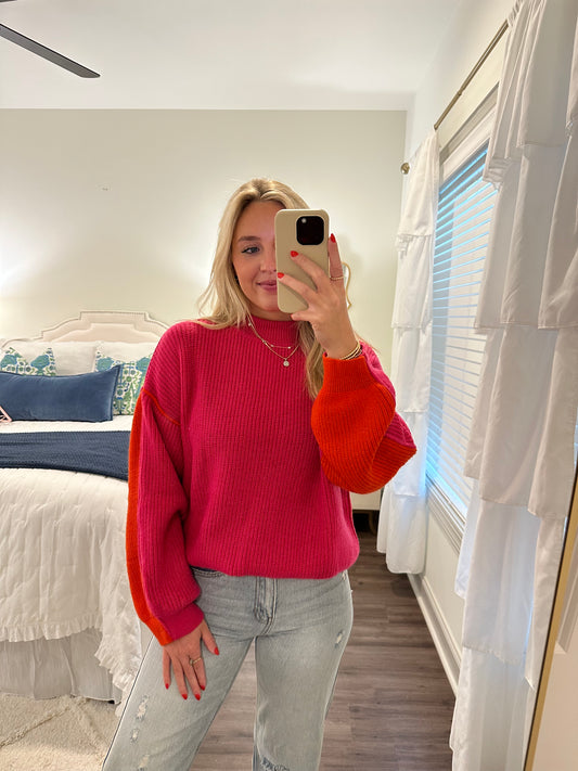 Two Sided Sweater- Pink/Red