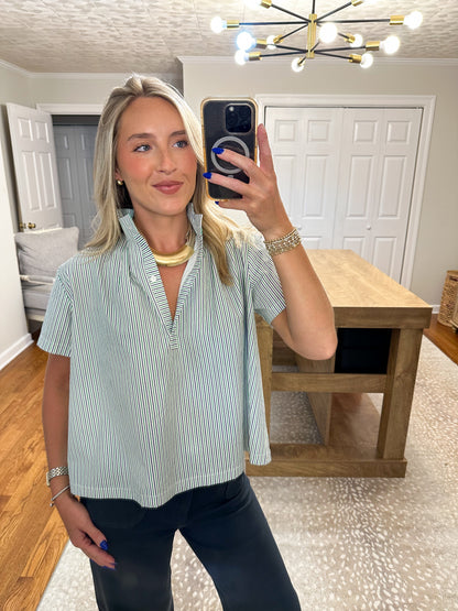 Bethany Stripe Top- Green/Blue