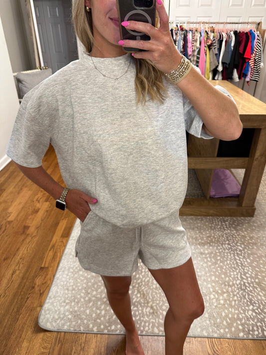Taylor Scuba Shorts Set- Heather Grey