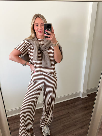 Easy Days Stripe Pants- Brown