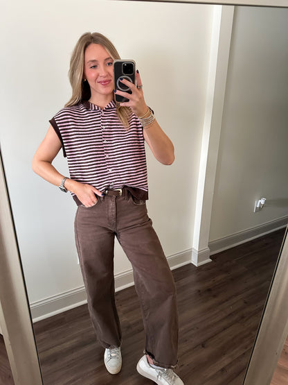 Piper Vest Top- Dark Wine