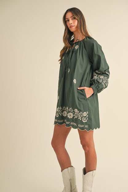 Embroidered Peasant Mini