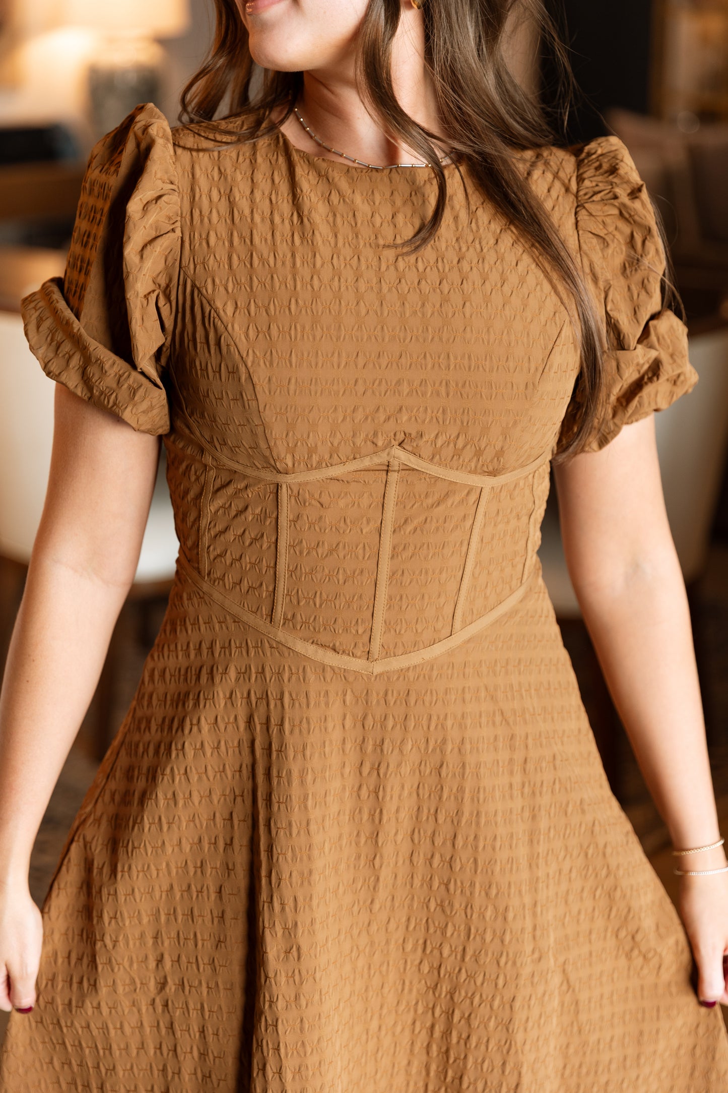 Hattie Midi Dress- Brown
