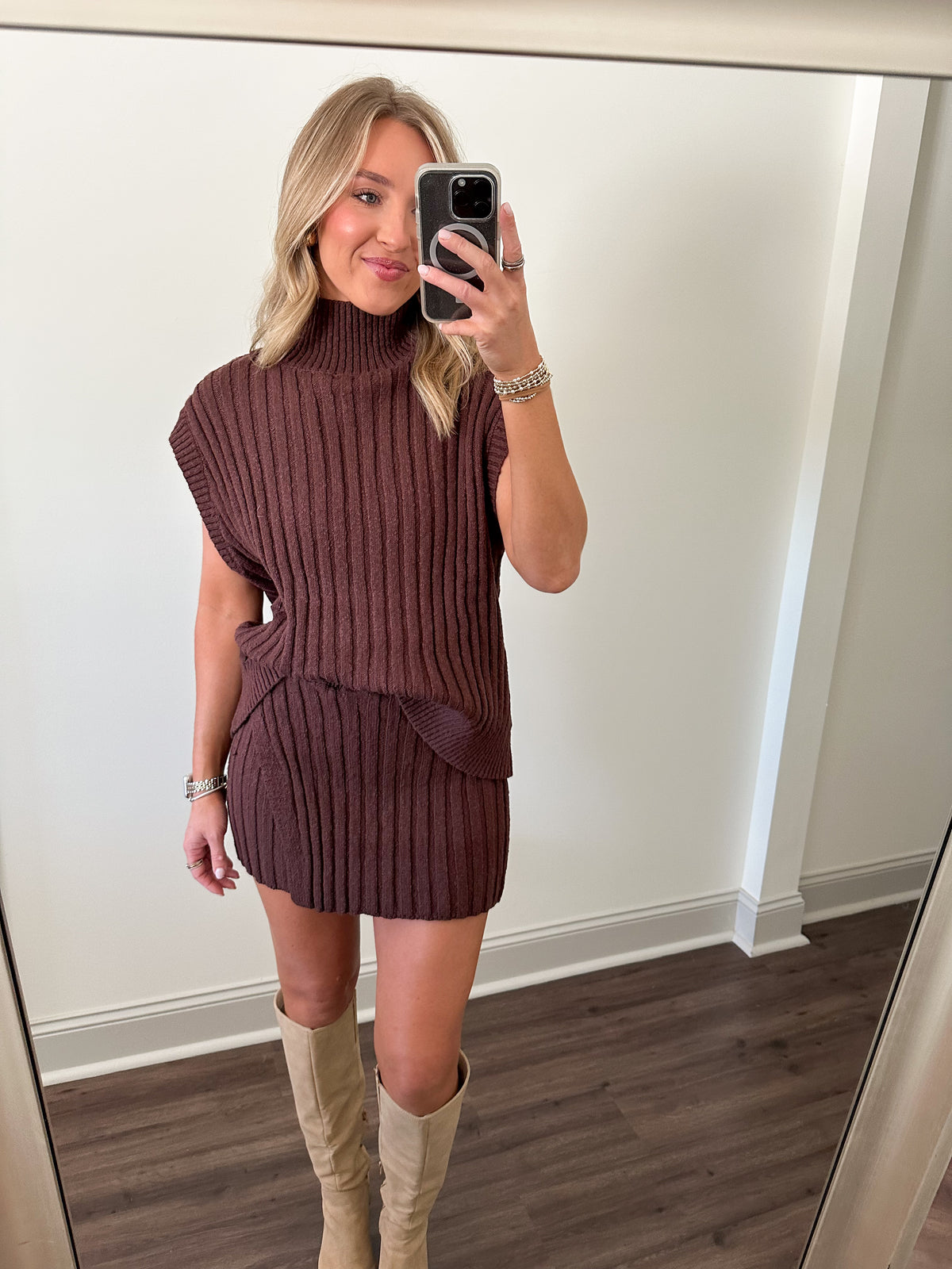 Maye Sweater Set- Brown