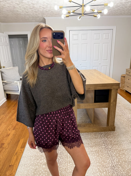 Gloria One Shoulder Knit Top- Brown