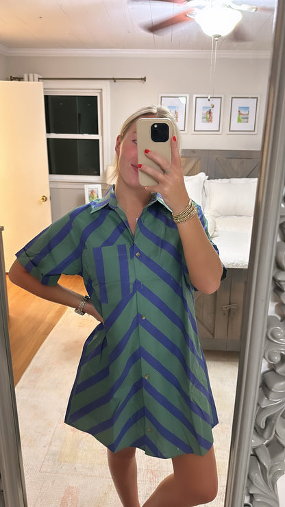Palmer Dress- Green/Blue