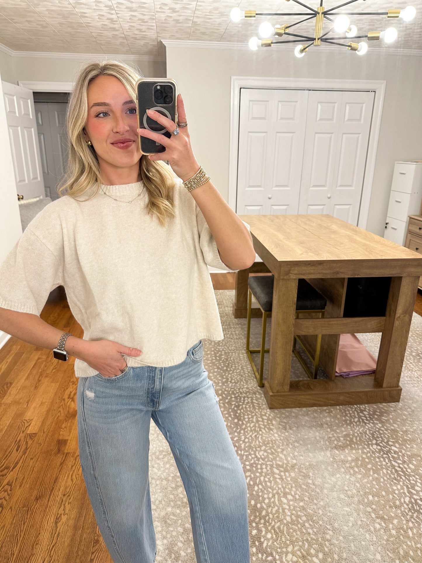 Boxy Sweater Top- Cream